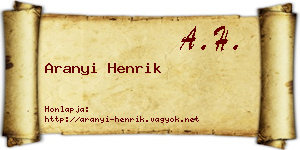 Aranyi Henrik névjegykártya